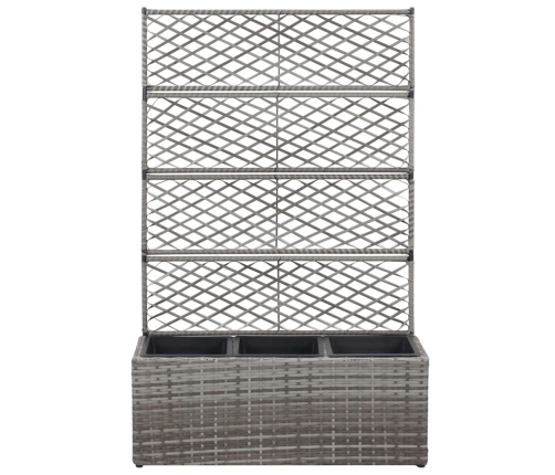 vidaXL vīteņaugu režģis ar 3 augstām kastēm, pelēks, 83x30x130 cm, PE