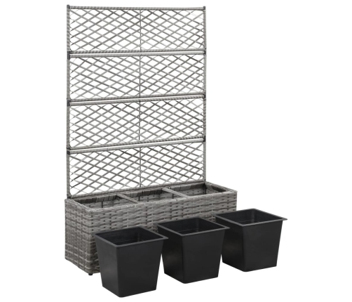 vidaXL vīteņaugu režģis ar 3 augstām kastēm, pelēks, 83x30x130 cm, PE