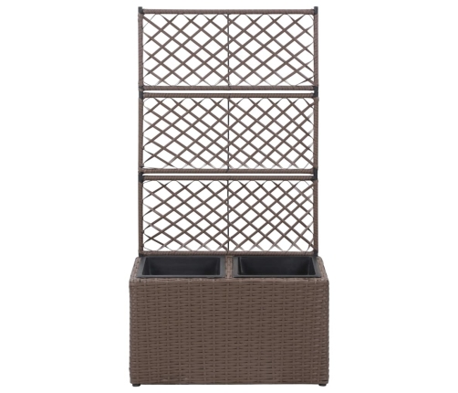 vidaXL vīteņaugu režģis ar 2 augstām kastēm, brūns, 30x30x107 cm, PE