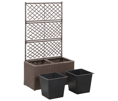vidaXL vīteņaugu režģis ar 2 augstām kastēm, brūns, 30x30x107 cm, PE