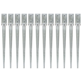 Zemes Mietiņi, 12 Gab., Sudraba Krāsa, 7X7X75 Cm, Tērauds Vidaxl