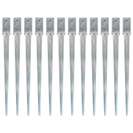 Zemes Mietiņi, 12 Gab., Sudraba Krāsa, 7X7X90 Cm, Tērauds Vidaxl