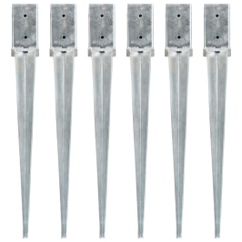 Zemes Mietiņi, 6 Gab., Sudraba Krāsa, 8X8X76 Cm, Tērauds Vidaxl