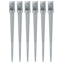 Zemes Mietiņi, 6 Gab., Sudraba Krāsa, 8X8X91 Cm, Tērauds Vidaxl