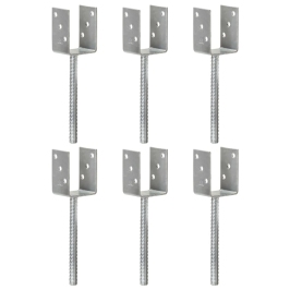 Žogu Stiprinājumi, 6 Gab., Sudraba Krāsa, 7X6X30 Cm, Tērauds Vidaxl Žogu Stiprinājumi, 6 Gab., Sudraba Krāsa, 7X6X30 Cm, Tērauds Vidaxl