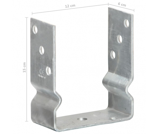 Žogu Stiprinājumi, 12 Gab., Sudraba Krāsa, 12X6X15 Cm, Tērauds Vidaxl