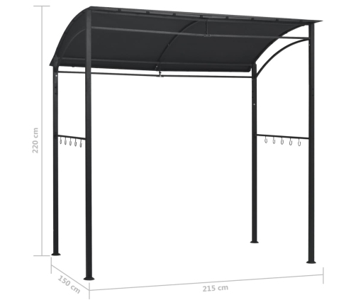 vidaXL dārza nojume grilam, 215x150x220 cm, antracītpelēka, tērauds