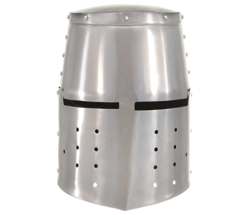 vidaXL viduslaiku bruņinieku ķivere, replika, sudraba krāsas tērauds