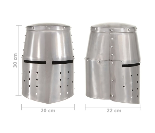 vidaXL viduslaiku bruņinieku ķivere, replika, sudraba krāsas tērauds