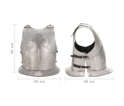 vidaXL viduslaiku bruņinieku bruņuveste, replika, sudrabains tērauds