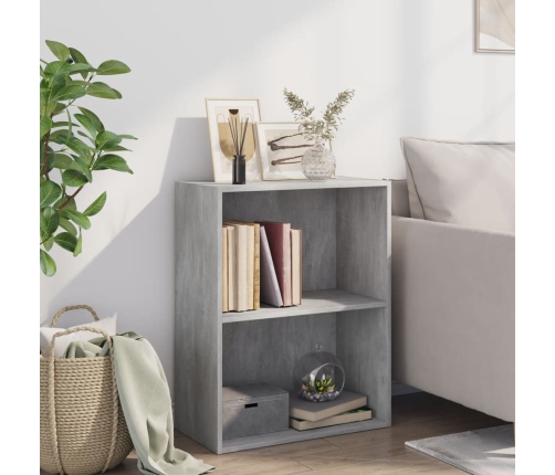 vidaXL 2-līmeņu grāmatu plaukts, pelēks 60x30x76,5cm inženierijas koks