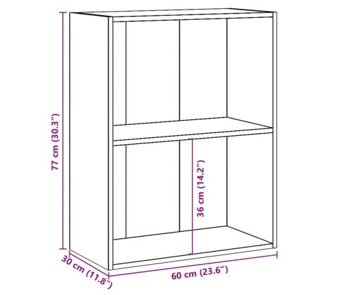 vidaXL 2-līmeņu grāmatu plaukts, pelēks 60x30x76,5cm inženierijas koks