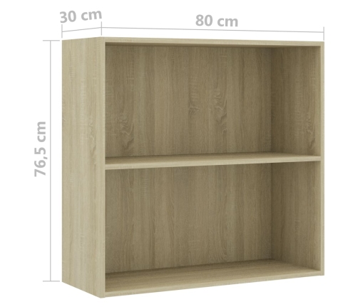vidaXL 2-līmeņu grāmatu plaukts ozola 80x30x76,5 cm inženierijas koks