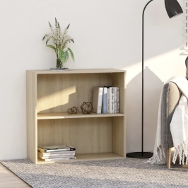 2-Līmeņu Grāmatu Plaukts Ozola 80X30X76,5 Cm Inženierijas Koks Vidaxl