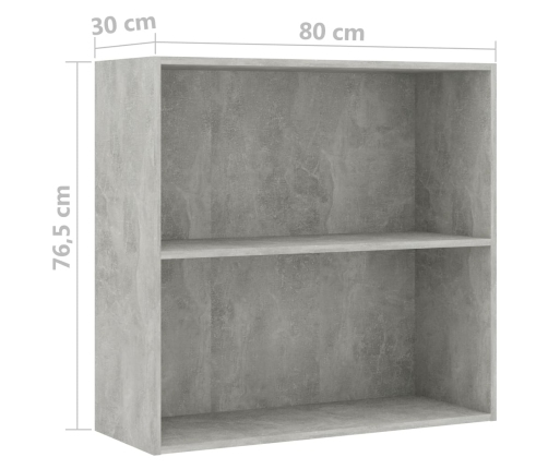 vidaXL 2-līmeņu grāmatu plaukts, pelēks 80x30x76,5cm inženierijas koks