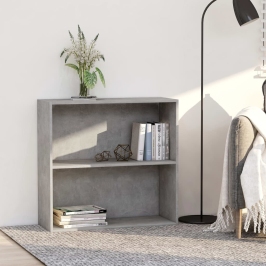 2-Līmeņu Grāmatu Plaukts, Pelēks 80X30X76,5Cm Inženierijas Koks Vidaxl