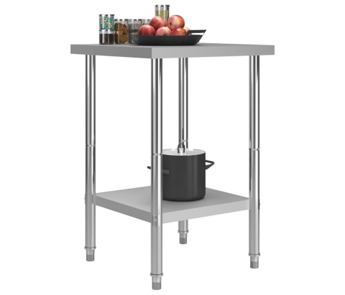 vidaXL virtuves darba galds, 60x60x85 cm, nerūsējošs tērauds