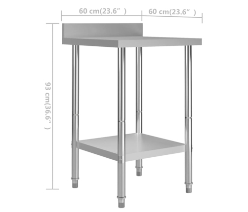 vidaXL virtuves darba galds, 60x60x93 cm, nerūsējošs tērauds