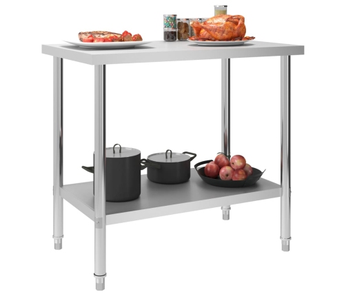 vidaXL virtuves darba galds, 100x60x85 cm, nerūsējošs tērauds