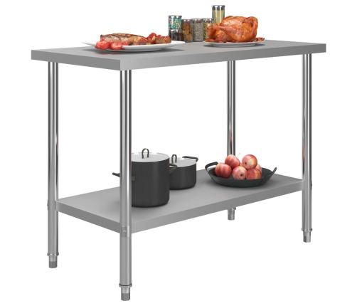 vidaXL virtuves darba galds, 120x60x85 cm, nerūsējošs tērauds