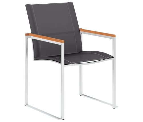 vidaXL dārza krēsli, 4 gab., tekstilēns un nerūsējošs tērauds, pelēki