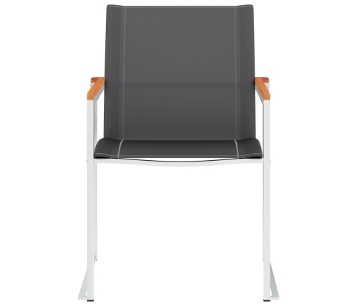 vidaXL dārza krēsli, 4 gab., tekstilēns un nerūsējošs tērauds, pelēki