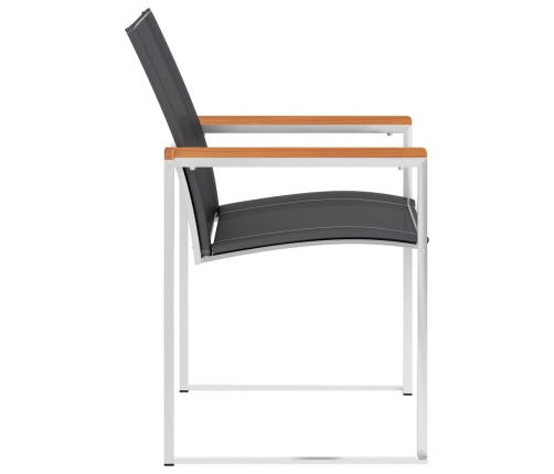 vidaXL dārza krēsli, 4 gab., tekstilēns un nerūsējošs tērauds, pelēki