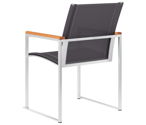 vidaXL dārza krēsli, 4 gab., tekstilēns un nerūsējošs tērauds, pelēki