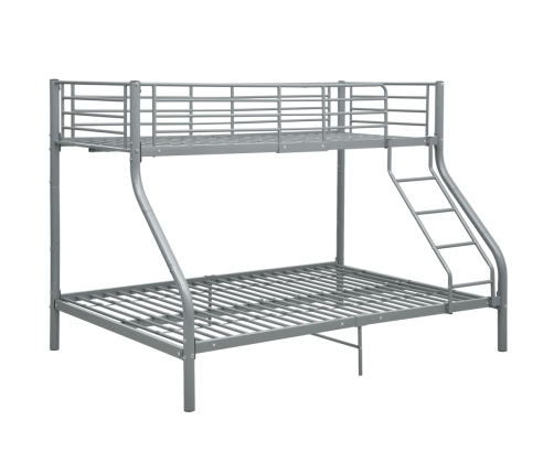 vidaXL divstāvu gultas rāmis, pelēks, 140x200/90x200 cm, metāls