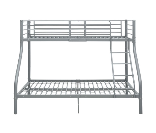 vidaXL divstāvu gultas rāmis, pelēks, 140x200/90x200 cm, metāls