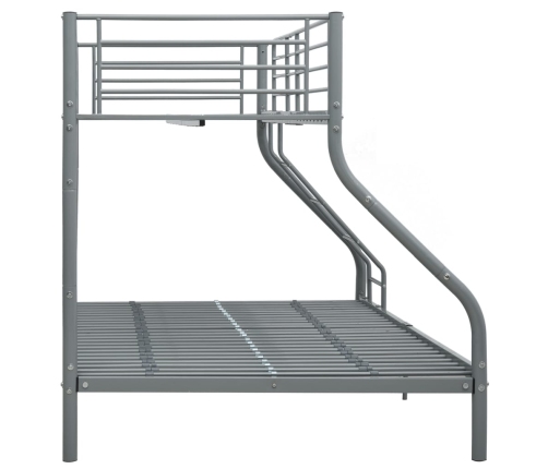 vidaXL divstāvu gultas rāmis, pelēks, 140x200/90x200 cm, metāls