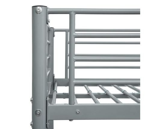 vidaXL divstāvu gultas rāmis, pelēks, 140x200/90x200 cm, metāls