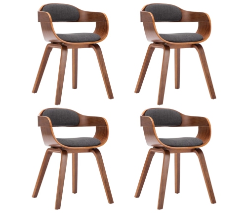 vidaXL virtuves krēsli, 4 gab., liekts koks, tumši pelēks audums