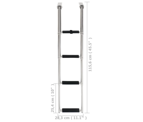 vidaXL saliekamas laivu kāpnes, 4 pakāpieni, nerūsējošs tērauds