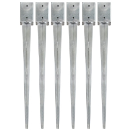 Zemes Mietiņi, 6 Gab., Sudraba Krāsa, 9X9X90 Cm, Tērauds Vidaxl