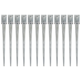 Zemes Mietiņi, 12 Gab., Sudraba Krāsa, 9X9X90 Cm, Tērauds Vidaxl