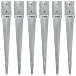 Zemes Mietiņi, 6 Gab., Sudraba Krāsa, 10X10X76 Cm, Tērauds Vidaxl