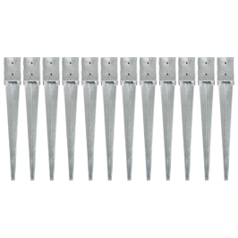 Zemes Mietiņi, 12 Gab., Sudraba Krāsa, 10X10X76 Cm, Tērauds Vidaxl