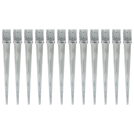 Zemes Mietiņi, 12 Gab., Sudraba Krāsa, 10X10X91 Cm, Tērauds Vidaxl