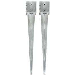 Zemes Mietiņi, 2 Gab., Sudraba Krāsa, 12X12X89 Cm, Tērauds Vidaxl