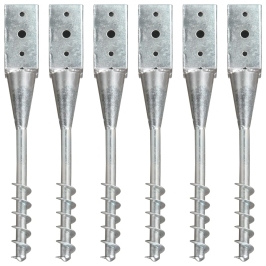 Zemes Mietiņi, 6 Gab., Sudraba Krāsa, 7X7X56 Cm, Tērauds Vidaxl