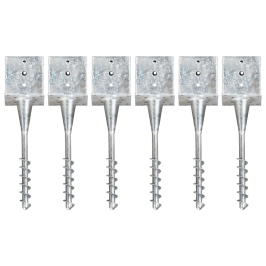 Zemes Mietiņi, 6 Gab., Sudraba Krāsa, 14X14X58 Cm, Tērauds Vidaxl