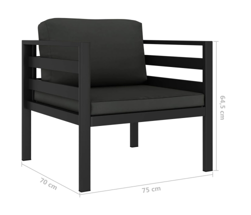 Vienvietīgs Dīvāns Ar Matračiem, Alumīnijs, Antracītpelēks  Vidaxl