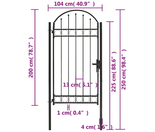 Žoga Vārti Ar Arkveida Formu, Tērauds, 100X250 Cm, Melni Vidaxl