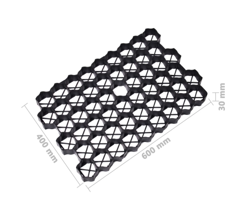 vidaXL zāliena režģi, 16 gab., 60x40x3 cm, melna plastmasa