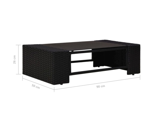 vidaXL 2-daļīgs dārza atpūtas mēbeļu komplekts, PE rotangpalma, melns