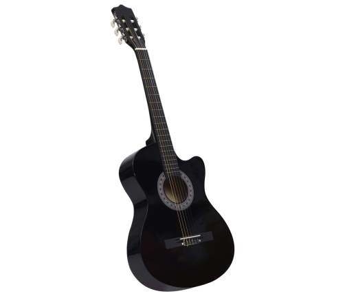 vidaXL 12-daļīgs klasiskās ģitāras komplekts, ar 6 stīgām, melns, 38