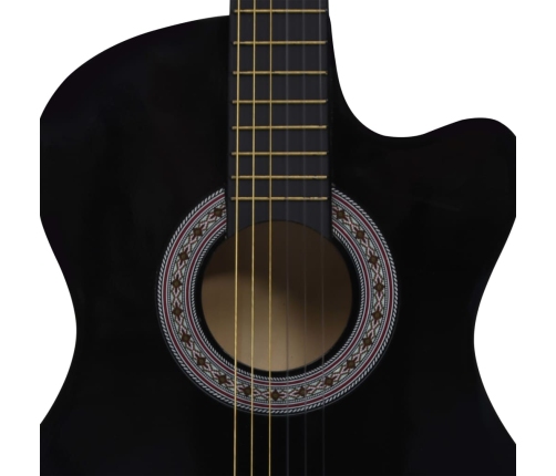 vidaXL 12-daļīgs klasiskās ģitāras komplekts, ar 6 stīgām, melns, 38