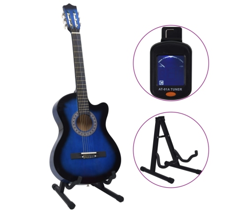 vidaXL 12-daļīgs klasiskās ģitāras komplekts, ar 6 stīgām, zils, 38