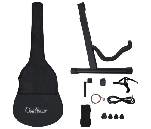 vidaXL 12-daļīgs ģitāras komplekts ar 6 stīgām un ekvalaizeru